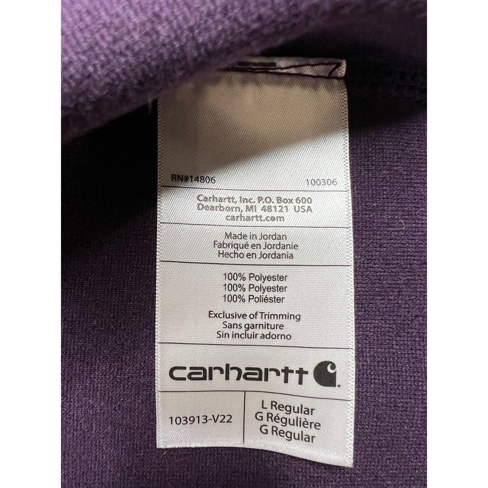 Carhartt Jacket Womens Large Purple Sherpa Fleece Full Zip Workwear 103913 - Picture 9 of 11